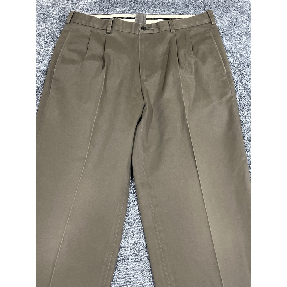 Brooks Brothers Advantage Chino Elliot Brown Pleated Pants Mens 35x32 Khakis